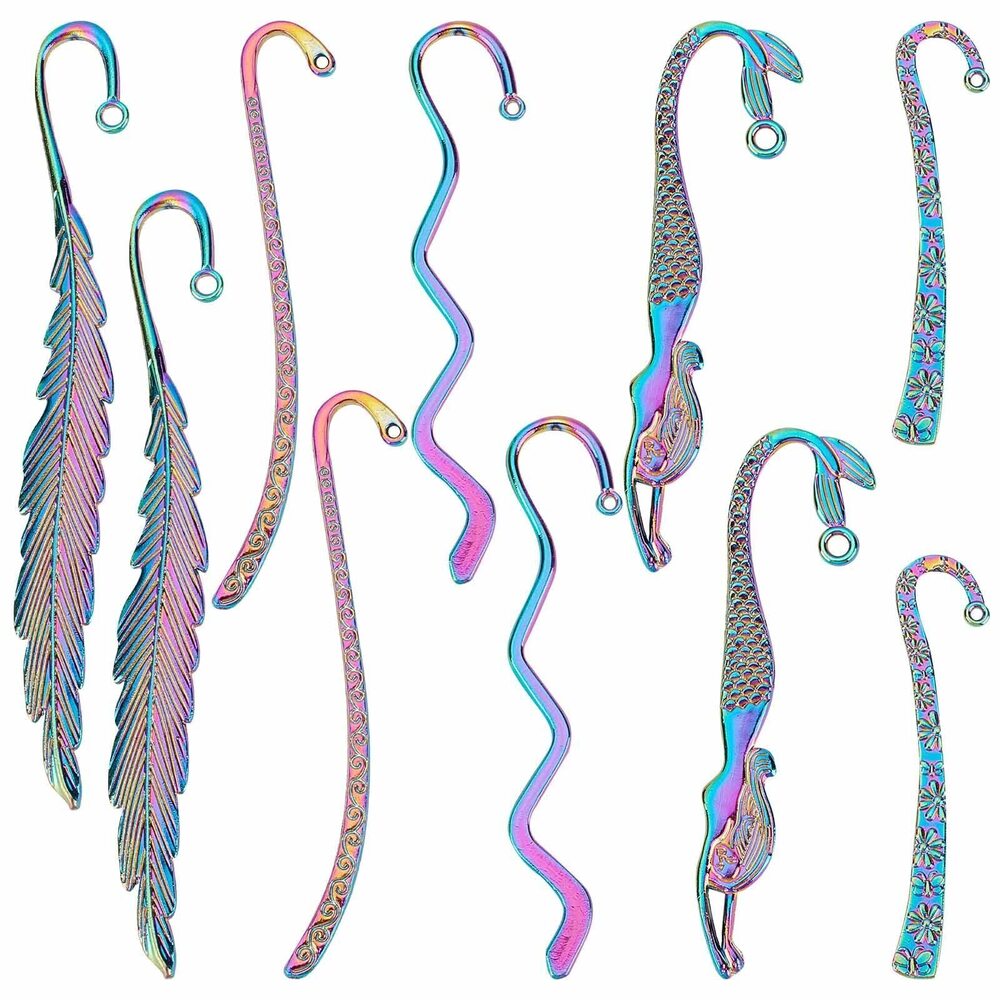 7814 1 Box 10Pcs Bookmark Hooks Bulk Metal Hook Bookmarks 2.5~4.5 Beading